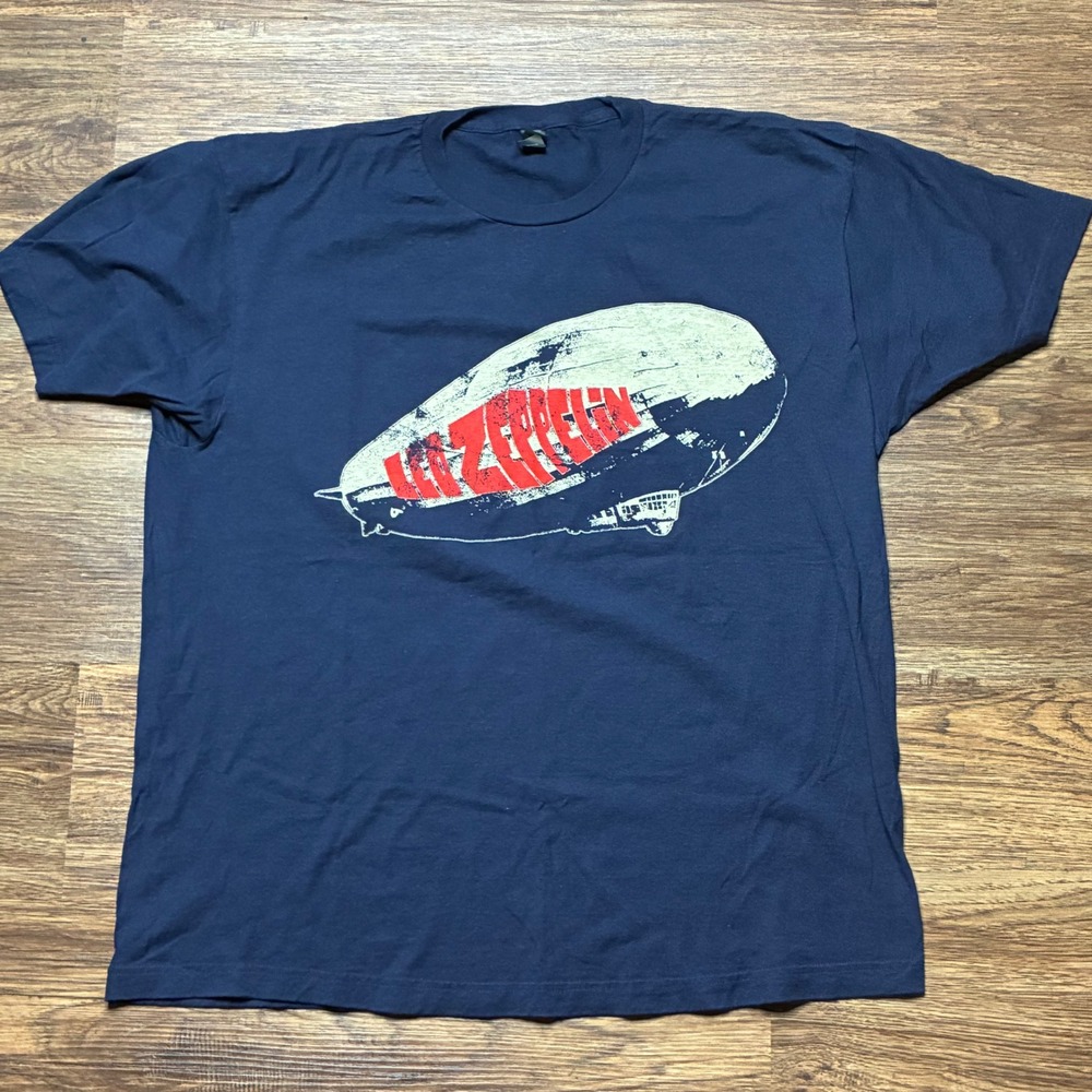 Led Zeppelin Graphic T-Shirt Mens XL Navy Blue Band Tee Union Jack